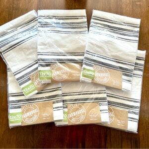 LOT OF 6 Elrene Farmhouse 100% Cotton Black White Stripe Table Runner 13x70
